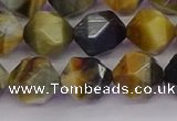 CTE1977 15.5 inches 10mm faceted nuggets golden & blue tiger eye beads