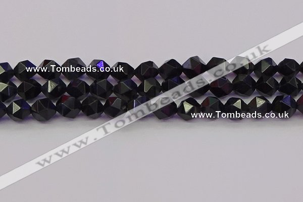 CTE1983 15.5 inches 10mm faceted nuggets blue tiger eye beads