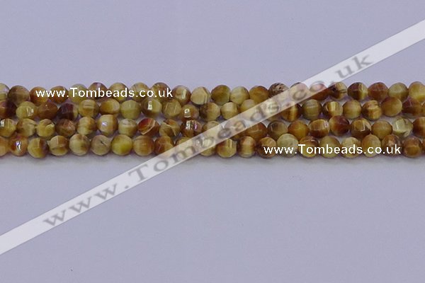 CTE1996 15.5 inches 6mm faceted round golden tiger eye beads