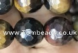 CTE2004 15.5 inches 12mm faceted round AB-color mixed tiger eye beads