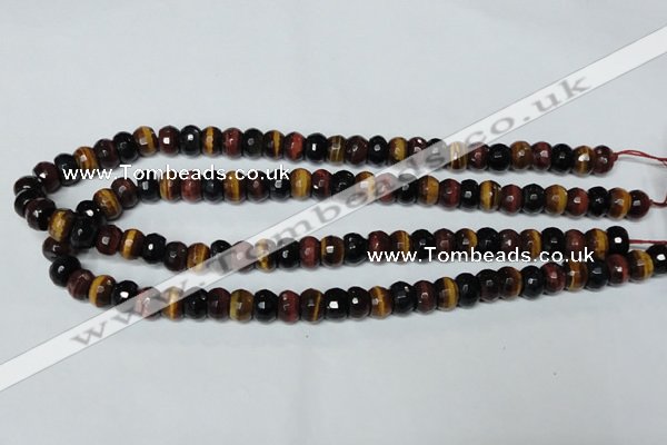 CTE202 15.5 inches 7*10mm faceted rondelle red & yellow tiger eye beads