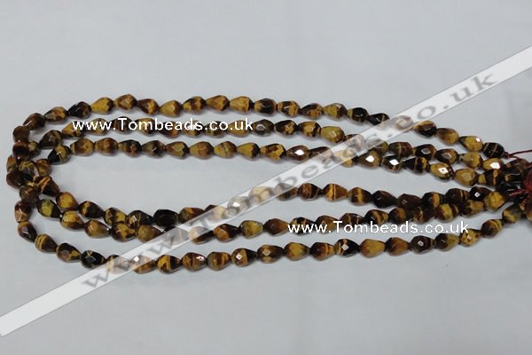 CTE203 15.5 inches 6*8mm faceted teardrop yellow tiger eye beads