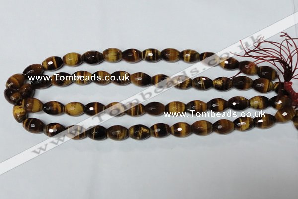 CTE208 15.5 inches 10*14mm faceted rice yellow tiger eye beads