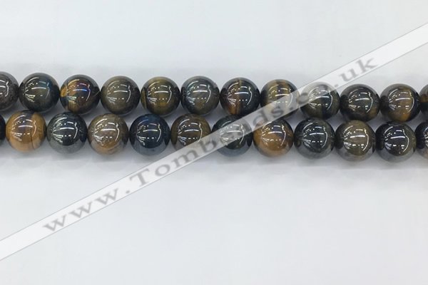 CTE2089 15.5 inches 14mm round AB-color blue & yellow tiger eye beads