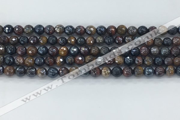 CTE2093 15.5 inches 6mm faceted round AB-color mixed tiger eye beads