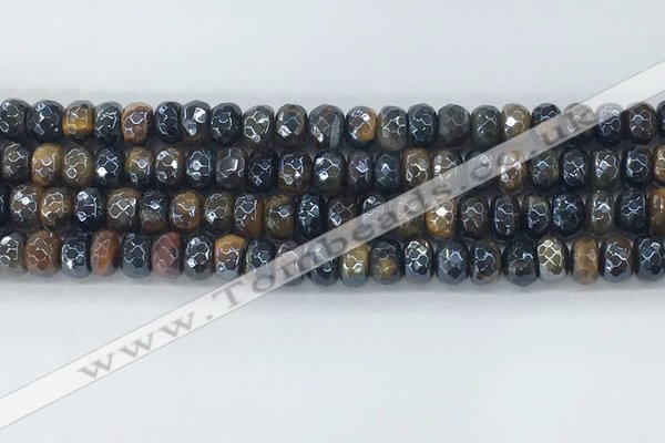 CTE2102 15.5 inches 5*8mm faceted rondelle AB-color mixed tiger eye beads