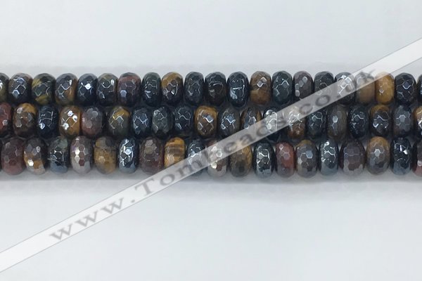 CTE2103 6*10mm faceted rondelle AB-color mixed tiger eye beads