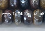 CTE2104 7*12mm faceted rondelle AB-color mixed tiger eye beads