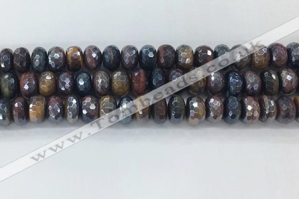 CTE2104 7*12mm faceted rondelle AB-color mixed tiger eye beads