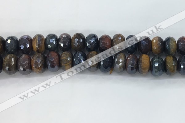 CTE2106 10*16mm faceted rondelle AB-color mixed tiger eye beads