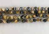 CTE2125 15.5 inches 6mm faceted nuggets golden & blue tiger eye beads