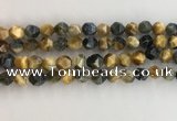 CTE2126 15.5 inches 8mm faceted nuggets golden & blue tiger eye beads