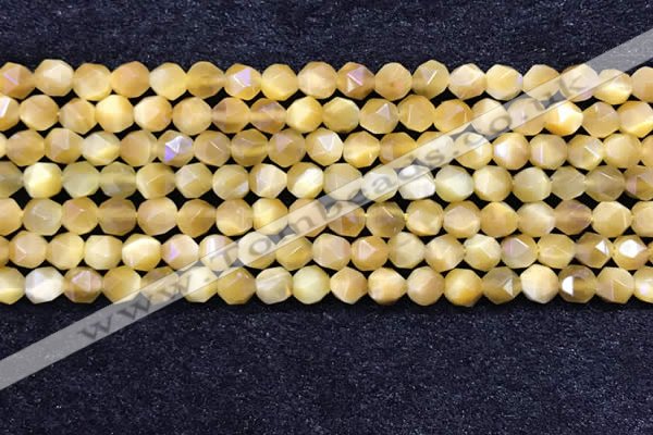 CTE2135 15.5 inches 6mm faceted nuggets golden tiger eye beads