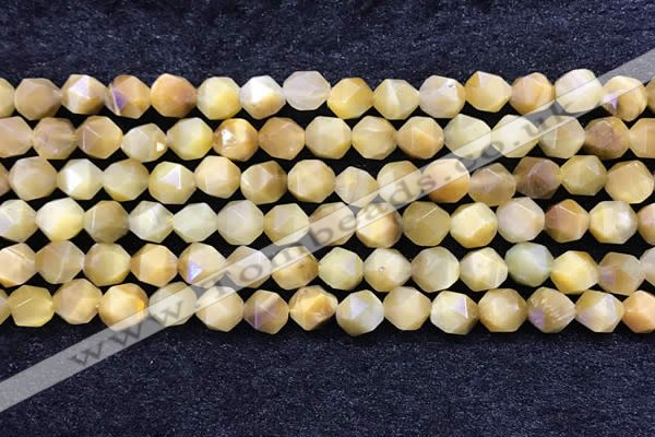 CTE2136 15.5 inches 8mm faceted nuggets golden tiger eye beads