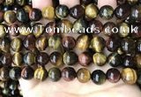 CTE2194 15.5 inches 12mm round mixed tiger eye beads wholesale