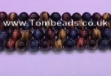 CTE2223 15.5 inches 14mm round colorful tiger eye gemstone beads