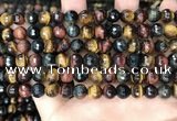 CTE2226 15.5 inches 6mm faceted round colorful tiger eye beads