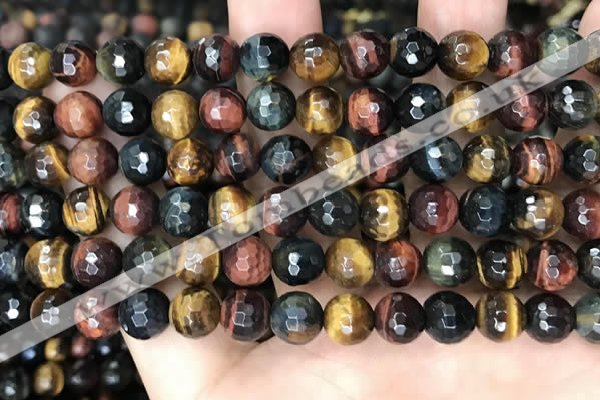 CTE2227 15.5 inches 8mm faceted round colorful tiger eye beads