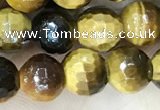 CTE2232 15.5 inches 6mm faceted round yellow tiger eye beads