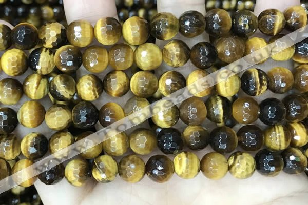 CTE2233 15.5 inches 8mm faceted round yellow tiger eye beads