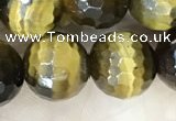 CTE2234 15.5 inches 10mm faceted round yellow tiger eye beads