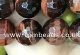 CTE2238 15.5 inches 8mm faceted round red tiger eye beads