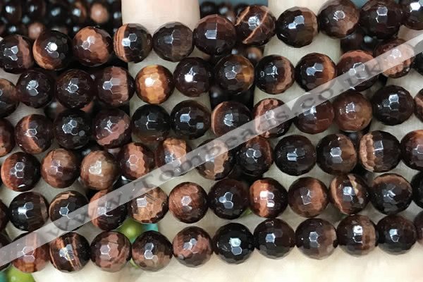 CTE2239 15.5 inches 10mm faceted round red tiger eye beads