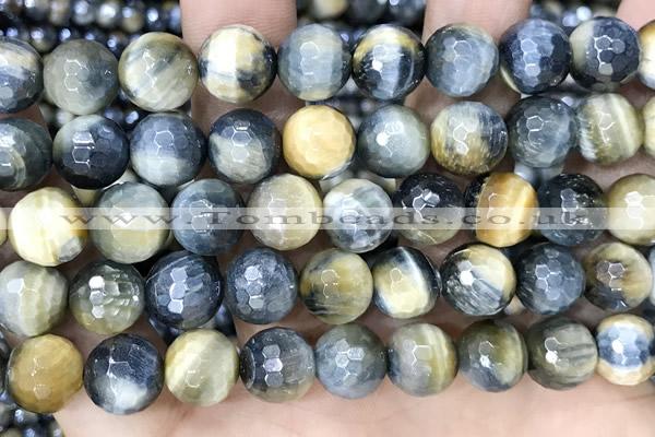 CTE2262 15 inches 10mm faceted round AB-color golden & blue tiger eye beads