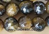 CTE2265 15 inches 6mm faceted round AB-color yellow tiger eye beads