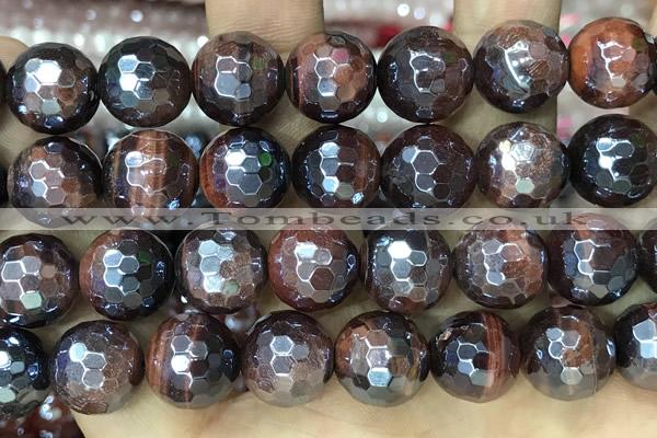 CTE2278 15 inches 12mm faceted round AB-color red tiger eye beads