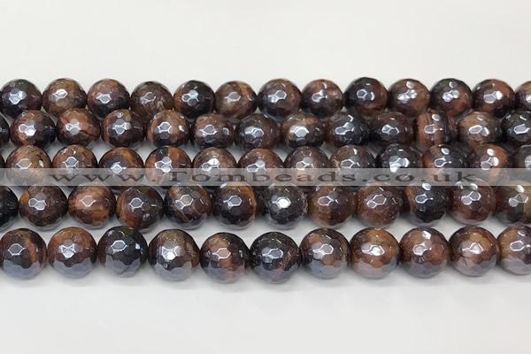 CTE2282 15 inches 10mm faceted round AB-color red tiger eye beads