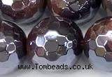 CTE2352 15 inches 12mm faceted round AB-color red tiger eye beads