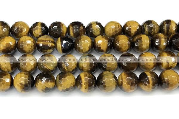 CTE2356 15 inches 12mm faceted round yellow tiger eye beads