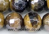 CTE2360 15 inches 10mm faceted round AB-color yellow tiger eye beads