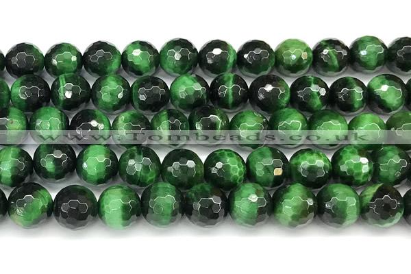CTE2411 15 inches 12mm faceted round green tiger eye beads