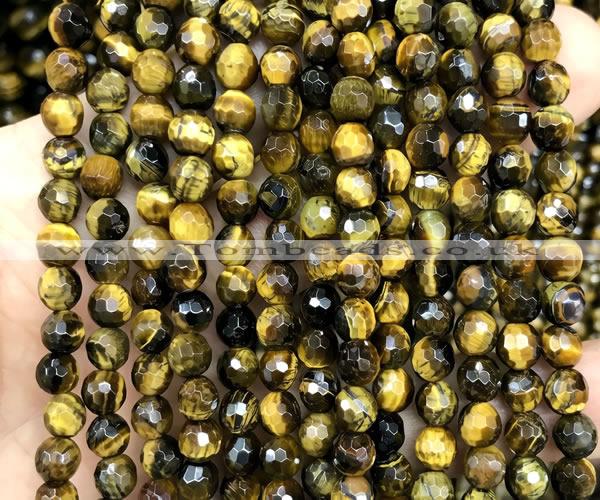 CTE2463 15 inches 6mm faceted round yellow tiger eye beads wholesale