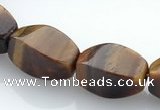 CTE26 8*15mm twisted oval yellow tiger eye beads Wholesale