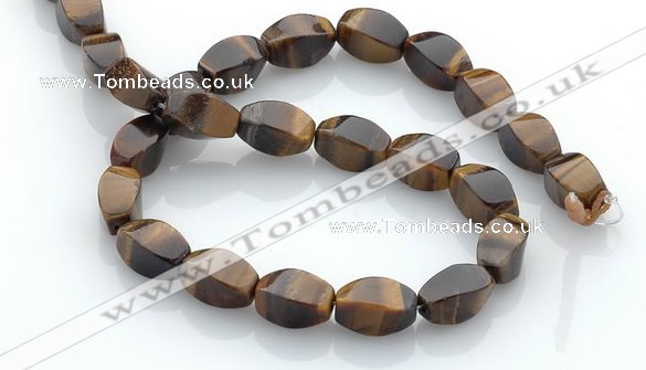 CTE26 8*15mm twisted oval yellow tiger eye beads Wholesale