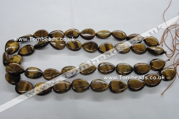 CTE307 15.5 inches 15*20mm flat teardrop yellow tiger eye gemstone beads