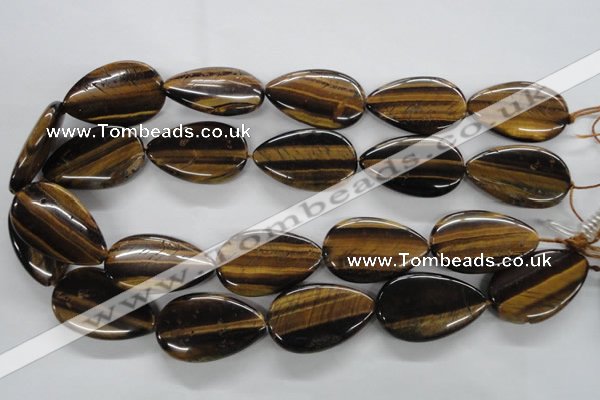 CTE308 15.5 inches 22*34mm flat teardrop yellow tiger eye gemstone beads