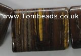 CTE313 15.5 inches 30*40mm flat tube yellow tiger eye gemstone beads
