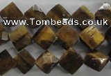 CTE315 15.5 inches 10*10mm faceted diamond yellow tiger eye beads