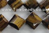 CTE316 15.5 inches 15*15mm faceted diamond yellow tiger eye beads