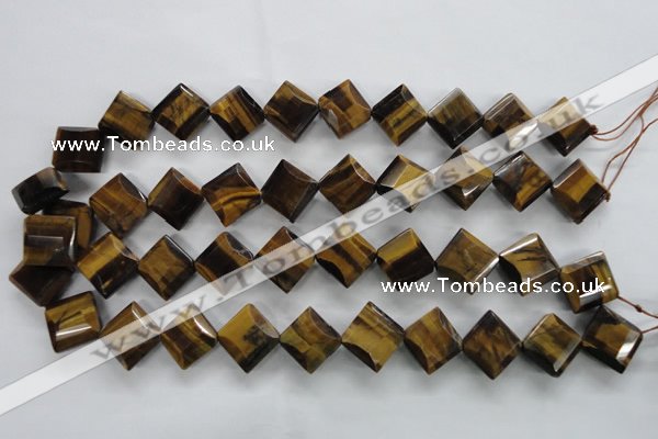 CTE316 15.5 inches 15*15mm faceted diamond yellow tiger eye beads