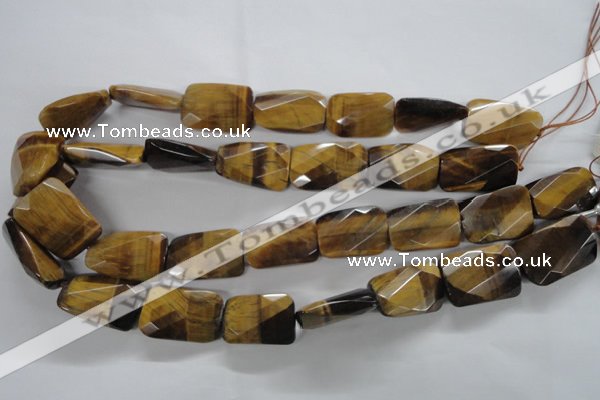 CTE318 18*25mm twisted & faceted rectangle yellow tiger eye beads