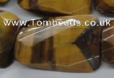 CTE320 25*35mm twisted & faceted rectangle yellow tiger eye beads