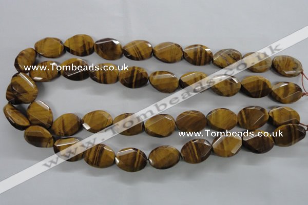 CTE321 15.5 inches 15*20mm twisted & faceted oval yellow tiger eye beads