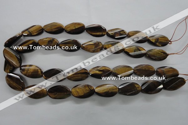 CTE322 15.5 inches 15*25mm twisted & faceted oval yellow tiger eye beads