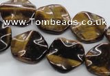 CTE323 15.5 inches 20mm wavy coin yellow tiger eye gemstone beads