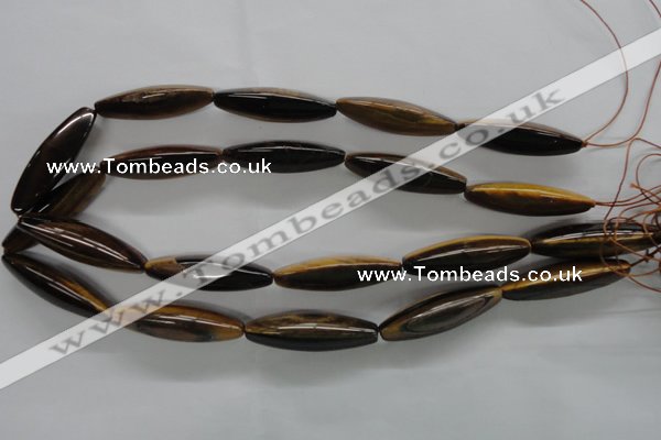 CTE332 15.5 inches 11*40mm trihedron yellow tiger eye gemstone beads